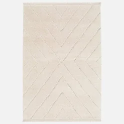 Crème interieur vloerkleed met licht reliëf