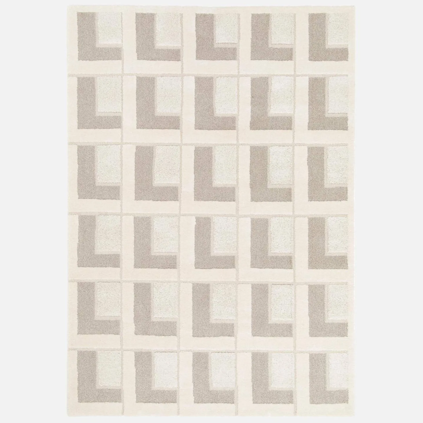 Crèmekleurig vloerkleed met geometrische patronen