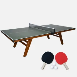Deluxe indoor tafeltennistafel met 2 rackets en 3 ballen