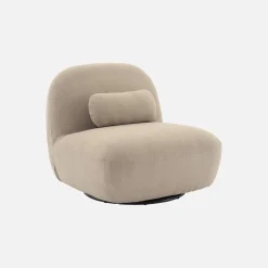 Draaiende fauteuil 360° met gestructureerde bouclette en metaal