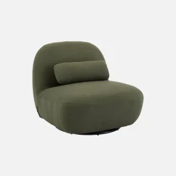 Draaiende fauteuil 360° met gestructureerde bouclette en metaal