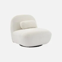 Draaiende fauteuil 360° met gestructureerde bouclette en metaal