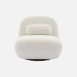 Draaiende fauteuil 360° met gestructureerde bouclette en metaal