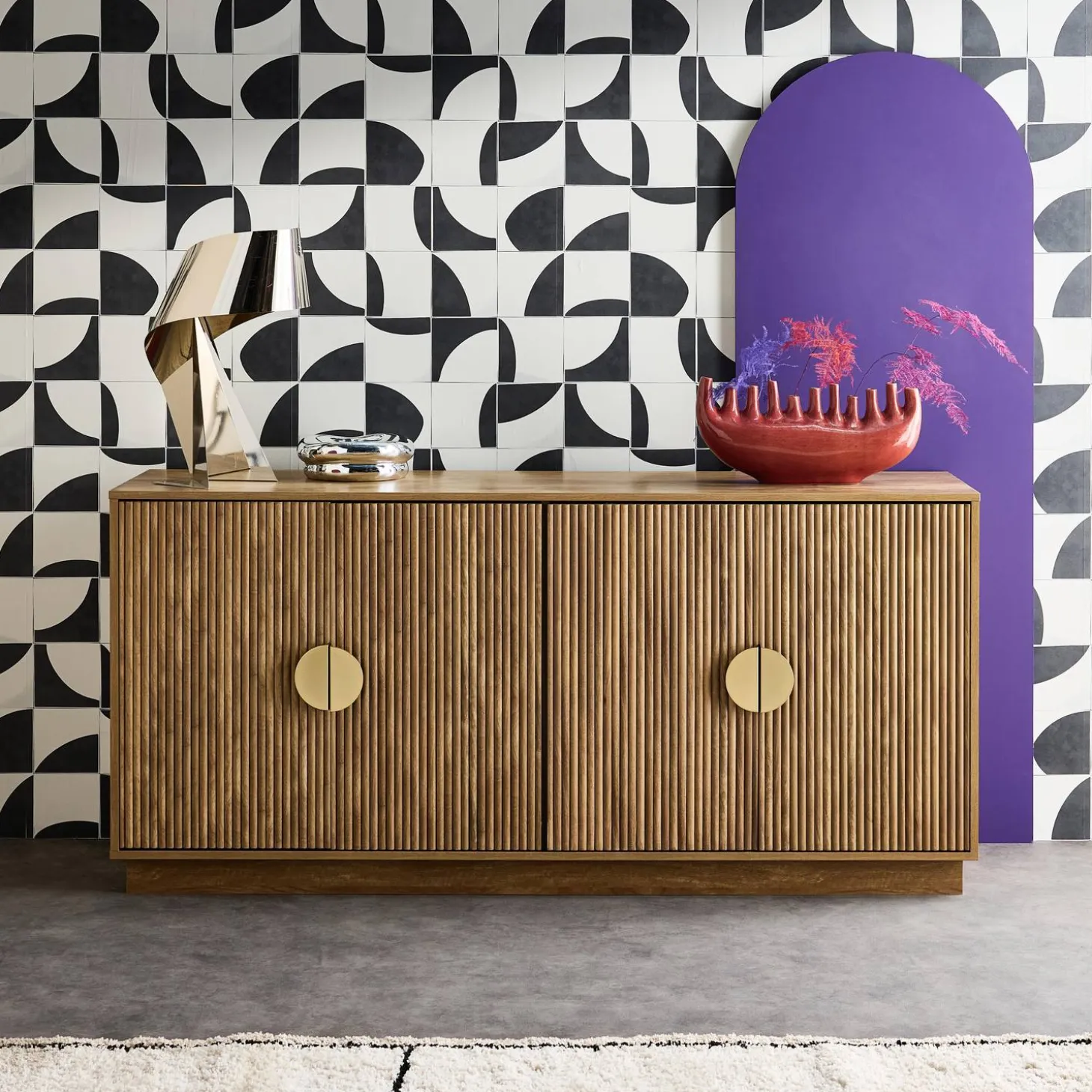 Dressoir 4 deuren gegroefd mangohouteffect 160cm