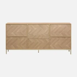 Dressoir 2 deuren 3 lades houtdecor visgraatmotief 160cm