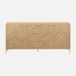 Dressoir 2 deuren 3 lades houtdecor visgraatmotief 160cm