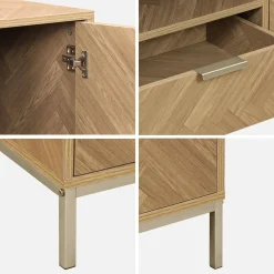 Dressoir 2 deuren 3 lades houtdecor visgraatmotief 160cm
