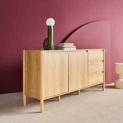 Dressoir houteffect 2 deuren 3 lades 150cm
