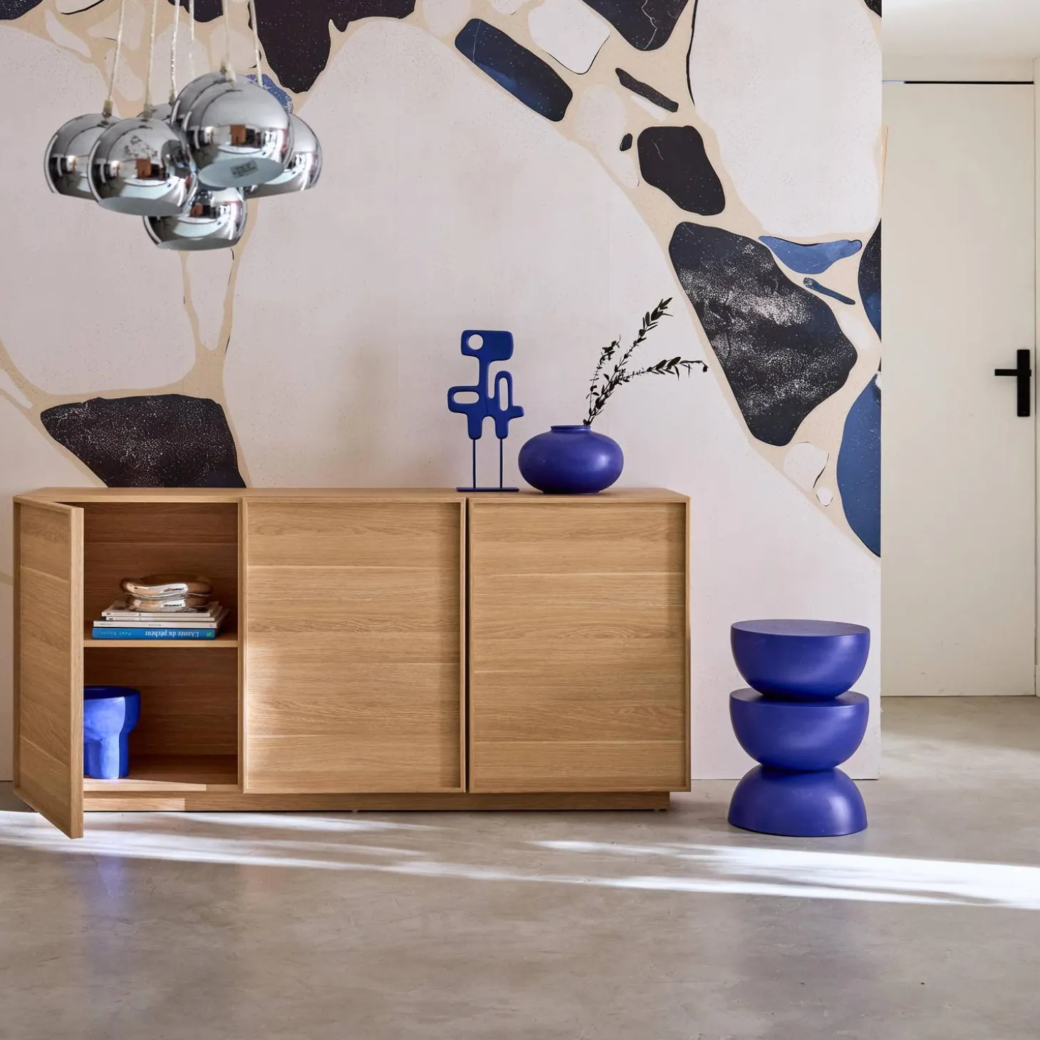 Dressoir houtlook met 3 deuren 160cm