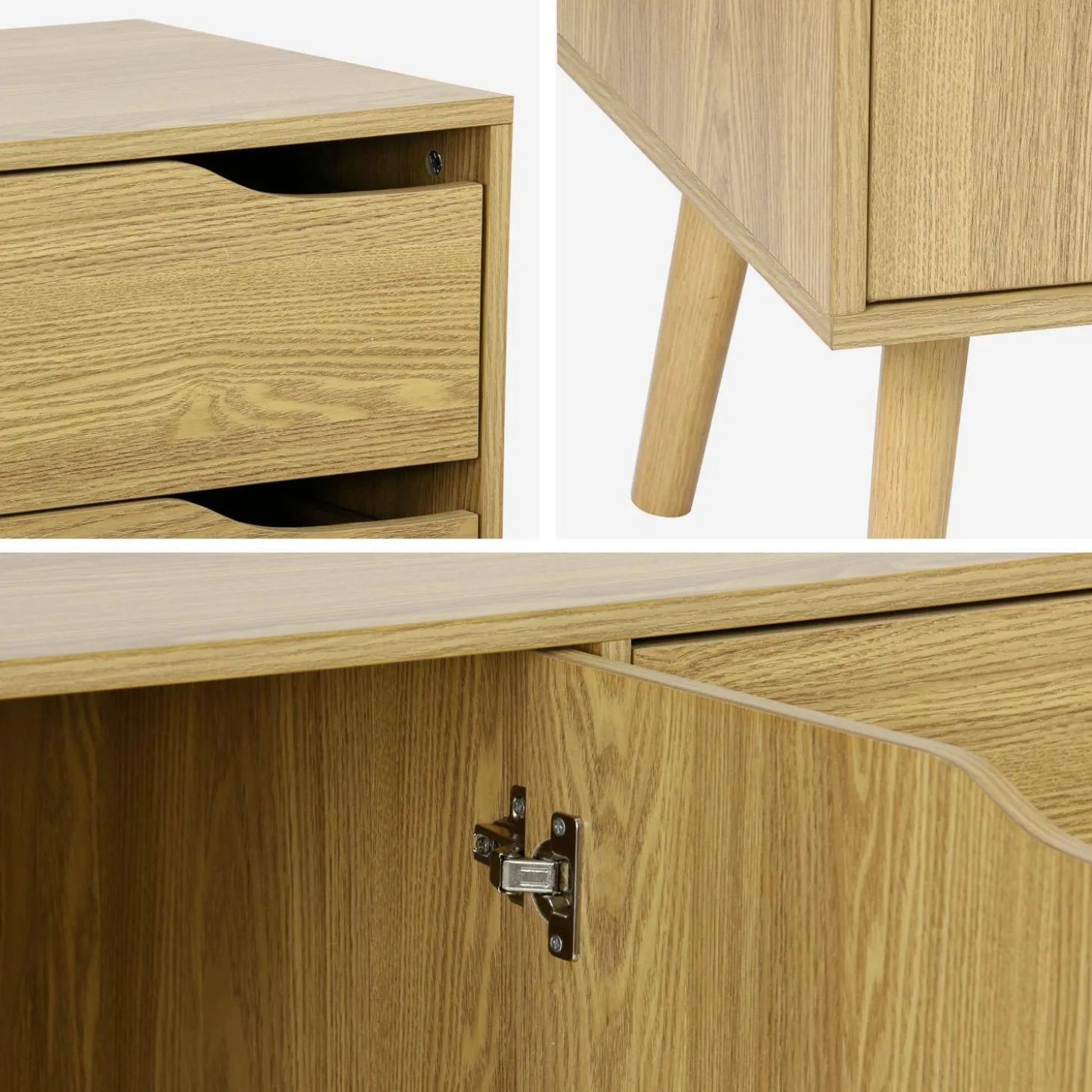 Dressoir met 2 deuren en 3 lades houtdecor 160cm