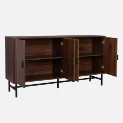 Dressoir met 4 deuren gegroefd houteffect 157,5cm