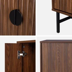 Dressoir met 4 deuren gegroefd houteffect 157,5cm