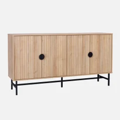 Dressoir met 4 deuren gegroefd houteffect 157,5cm
