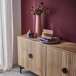 Dressoir met 4 deuren gegroefd houteffect 157,5cm