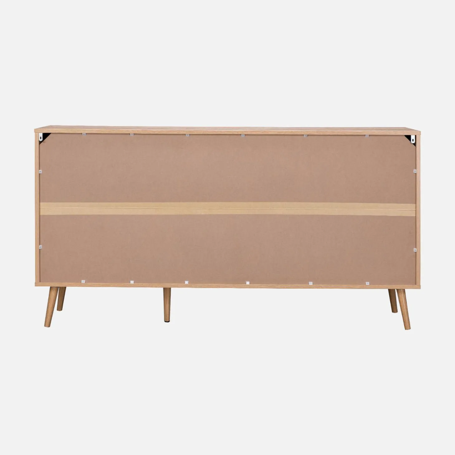 Dressoir met 2 deuren 3 lades houtlook en rotan 150cm