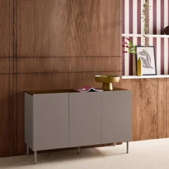 Dressoir met 3 deuren metaal en houtdecor 120cm