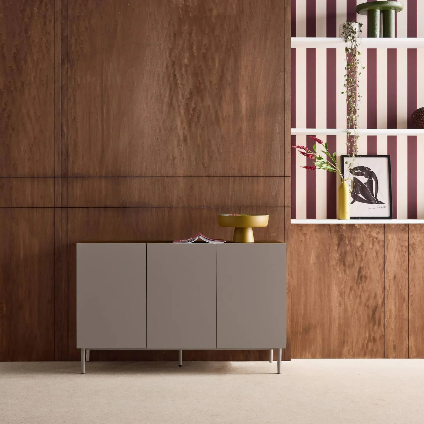 Dressoir met 3 deuren metaal en houtdecor 120cm