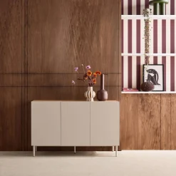 Dressoir met 3 deuren metaal en houtdecor 120cm
