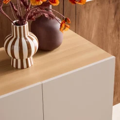 Dressoir met 3 deuren metaal en houtdecor 120cm