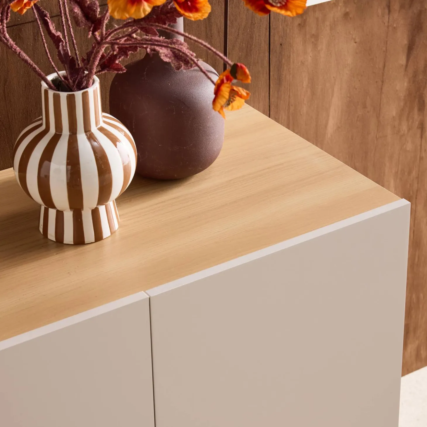 Dressoir met 3 deuren metaal en houtdecor 120cm