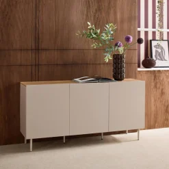 Dressoir met 3 deuren metaal en houtdecor 150cm