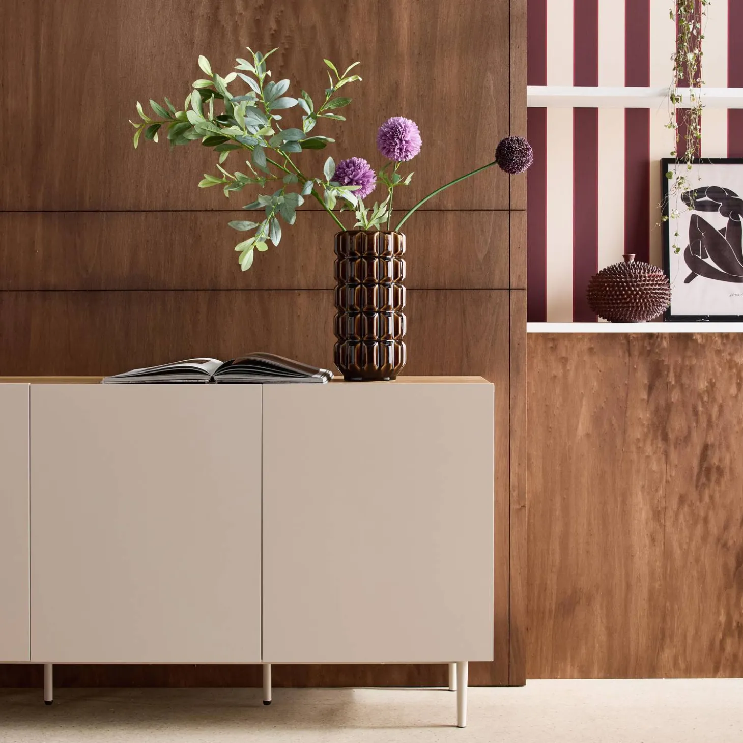 Dressoir met 3 deuren metaal en houtdecor 150cm