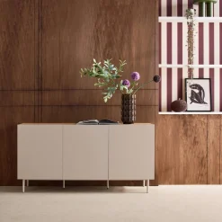 Dressoir met 3 deuren metaal en houtdecor 150cm
