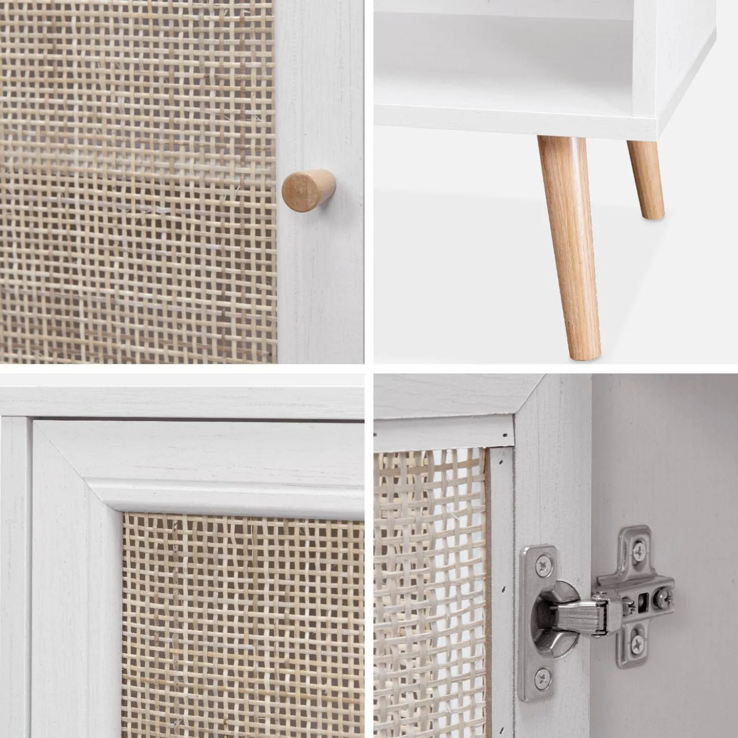 Dressoir met 1 deur en plank houtdecor en rotan 80cm