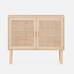 Dressoir met 2 deuren rotan en houteffect 80cm