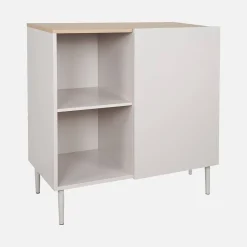 Dressoir met 1 deur metaal en houtdecor 80cm
