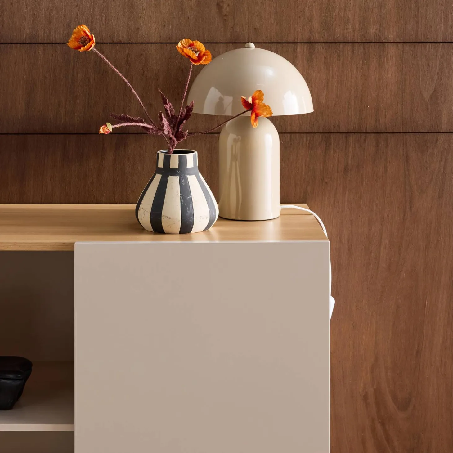 Dressoir met 1 deur metaal en houtdecor 80cm