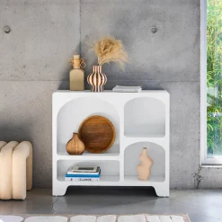 Dressoir met 4 vakken houtdecor organisch 90cm