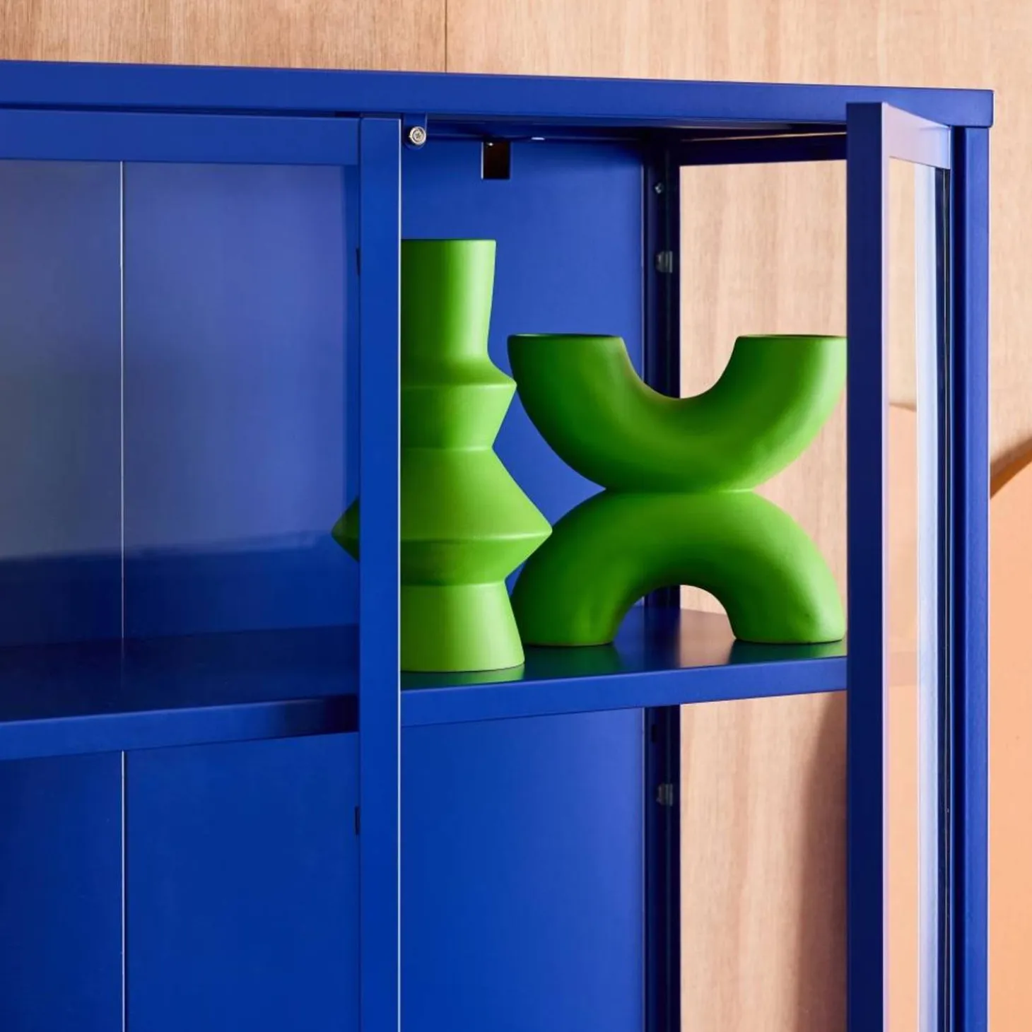 Dressoir met vitrine 3 deuren gehard glas en staal 100cm
