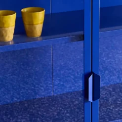 Dressoir met vitrine 3 deuren gehard glas en staal 100cm
