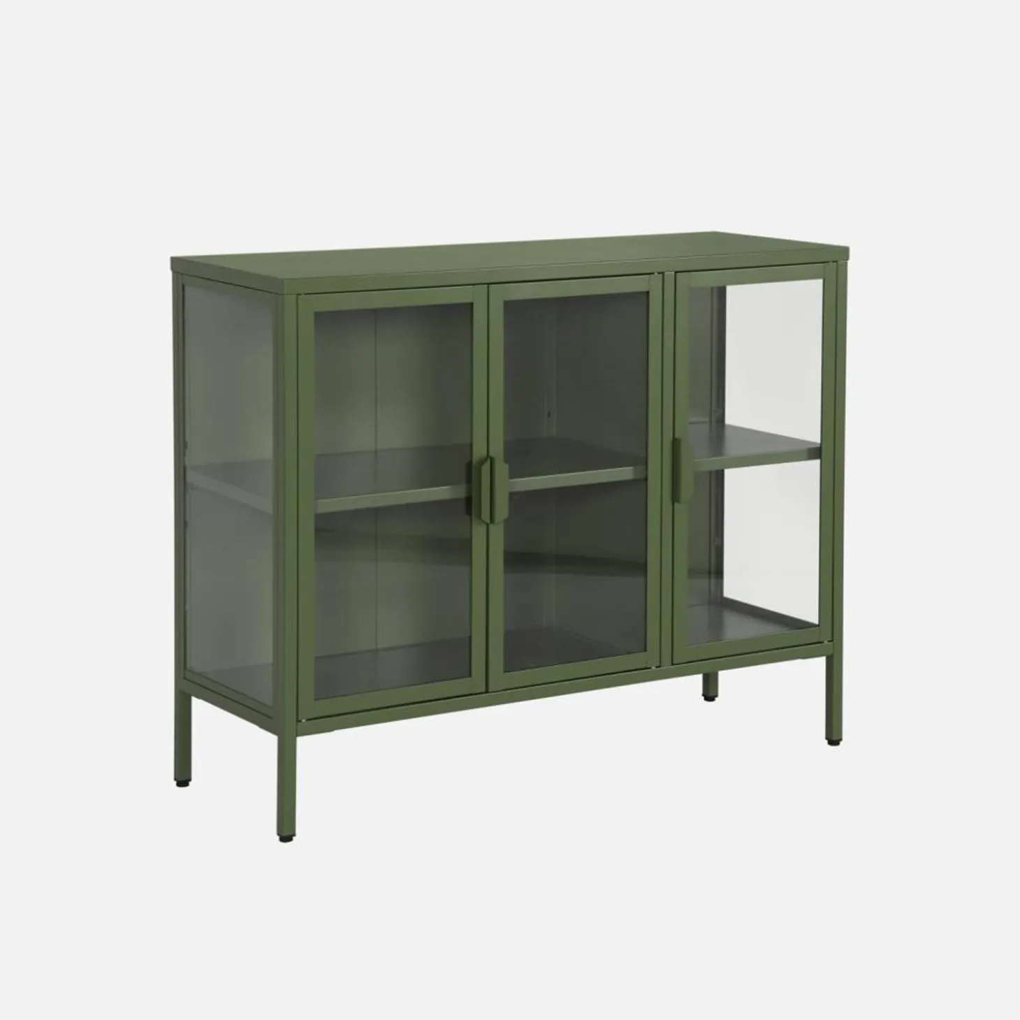 Dressoir met vitrine 3 deuren gehard glas en staal 100cm