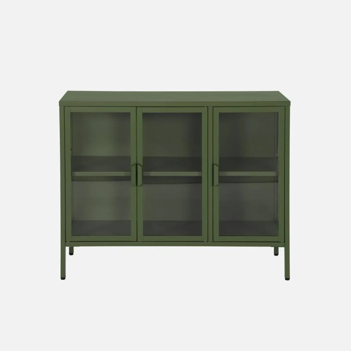 Dressoir met vitrine 3 deuren gehard glas en staal 100cm