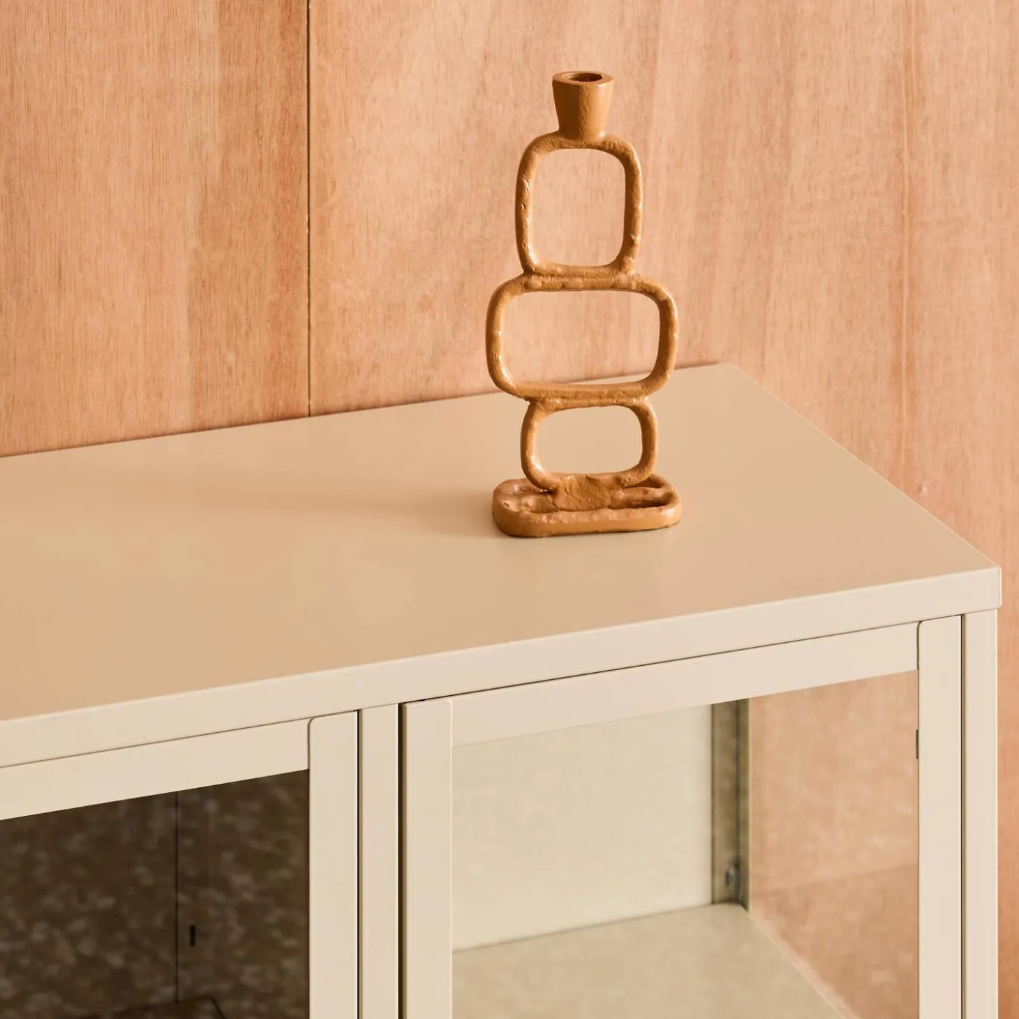 Dressoir met vitrine 3 deuren gehard glas en staal 100cm