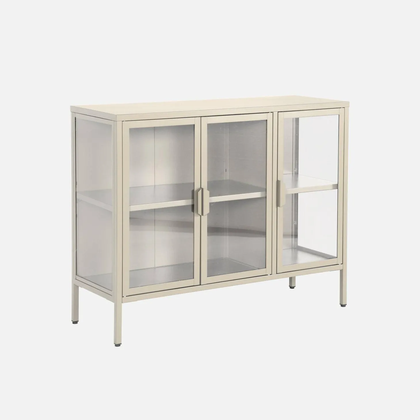 Dressoir met vitrine 3 deuren gehard glas en staal 100cm