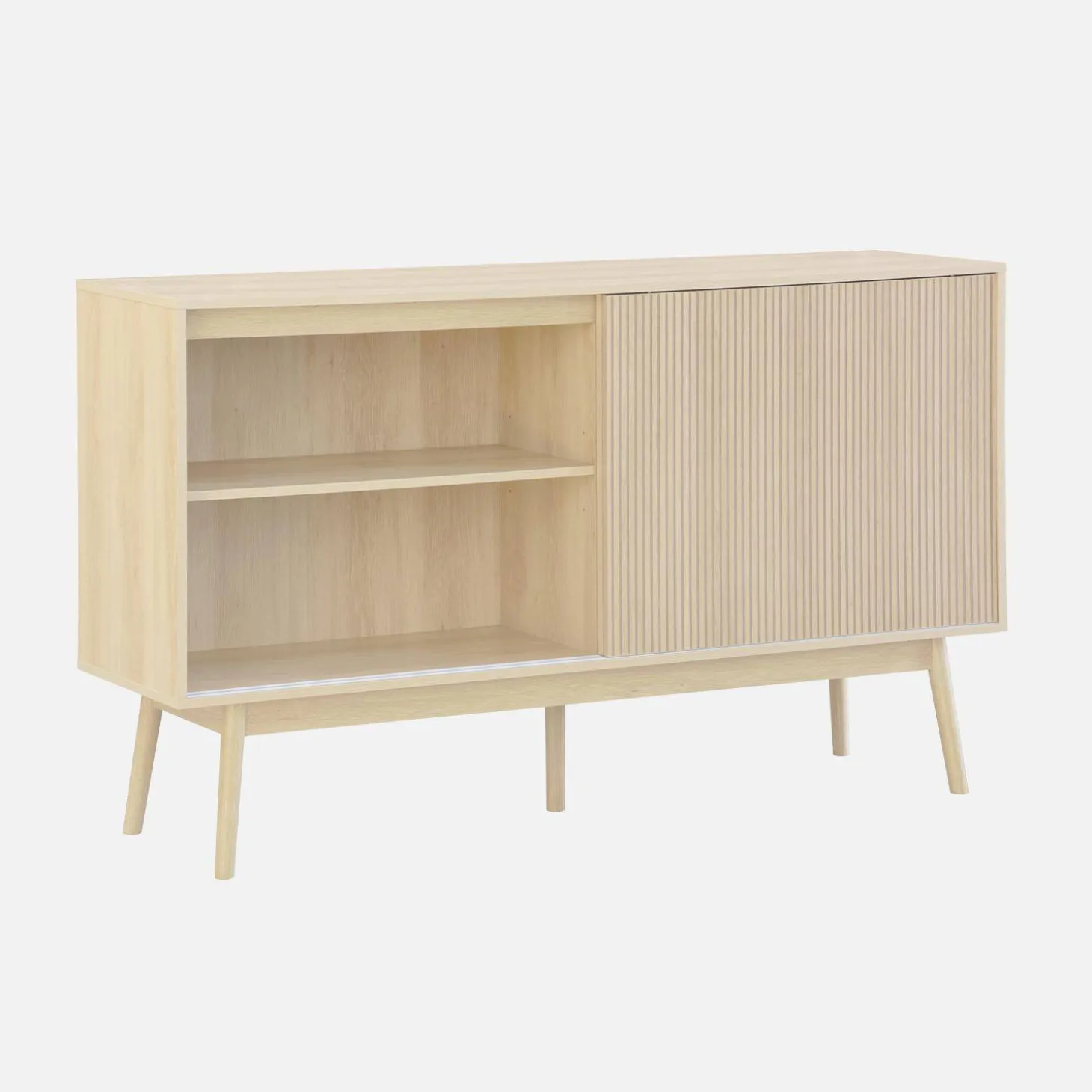 Dressoir 2 schuifdeuren houtdecor deels gegroefd 150cm