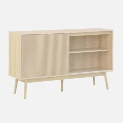 Dressoir 2 schuifdeuren houtdecor deels gegroefd 150cm