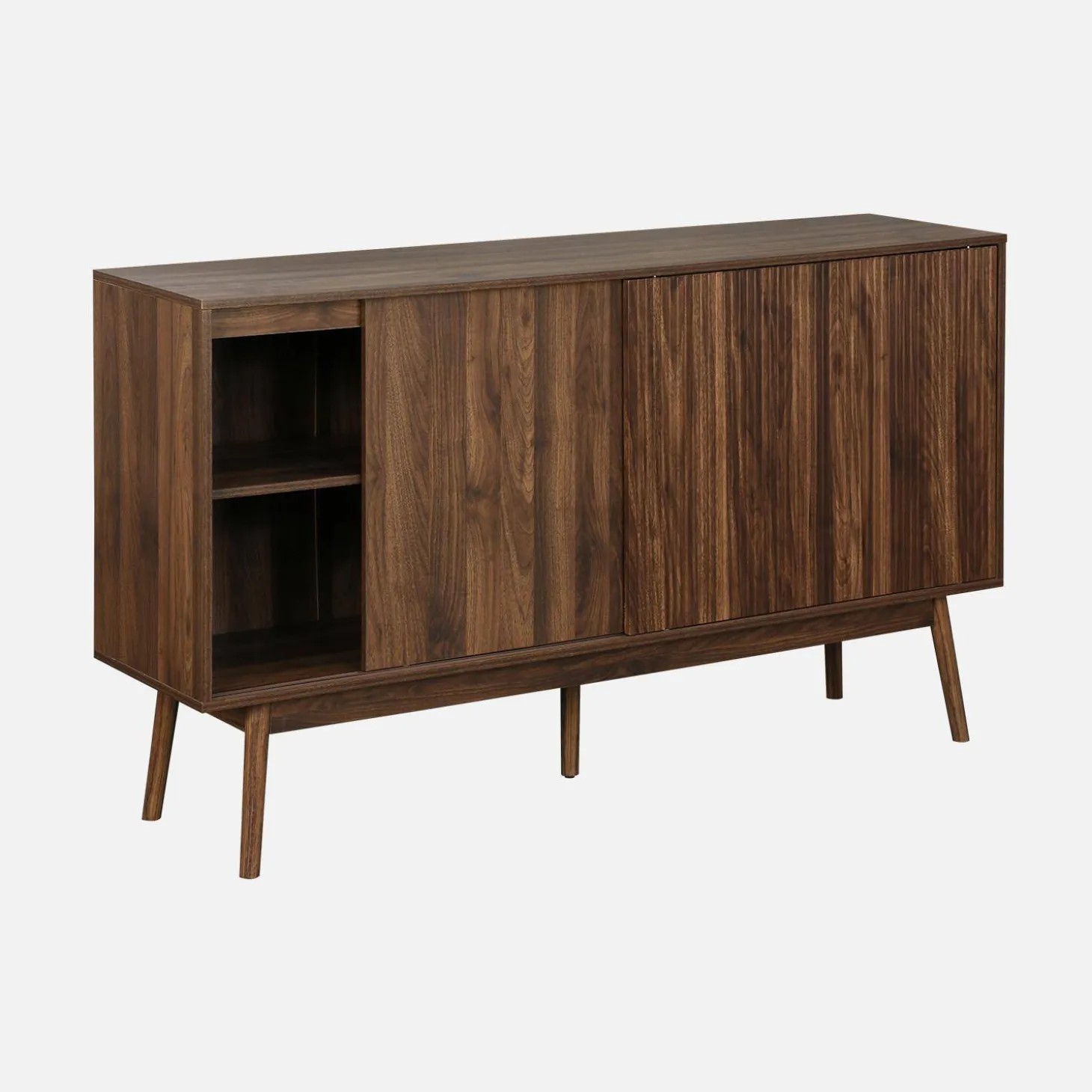 Dressoir 2 schuifdeuren houtdecor deels gegroefd 150cm