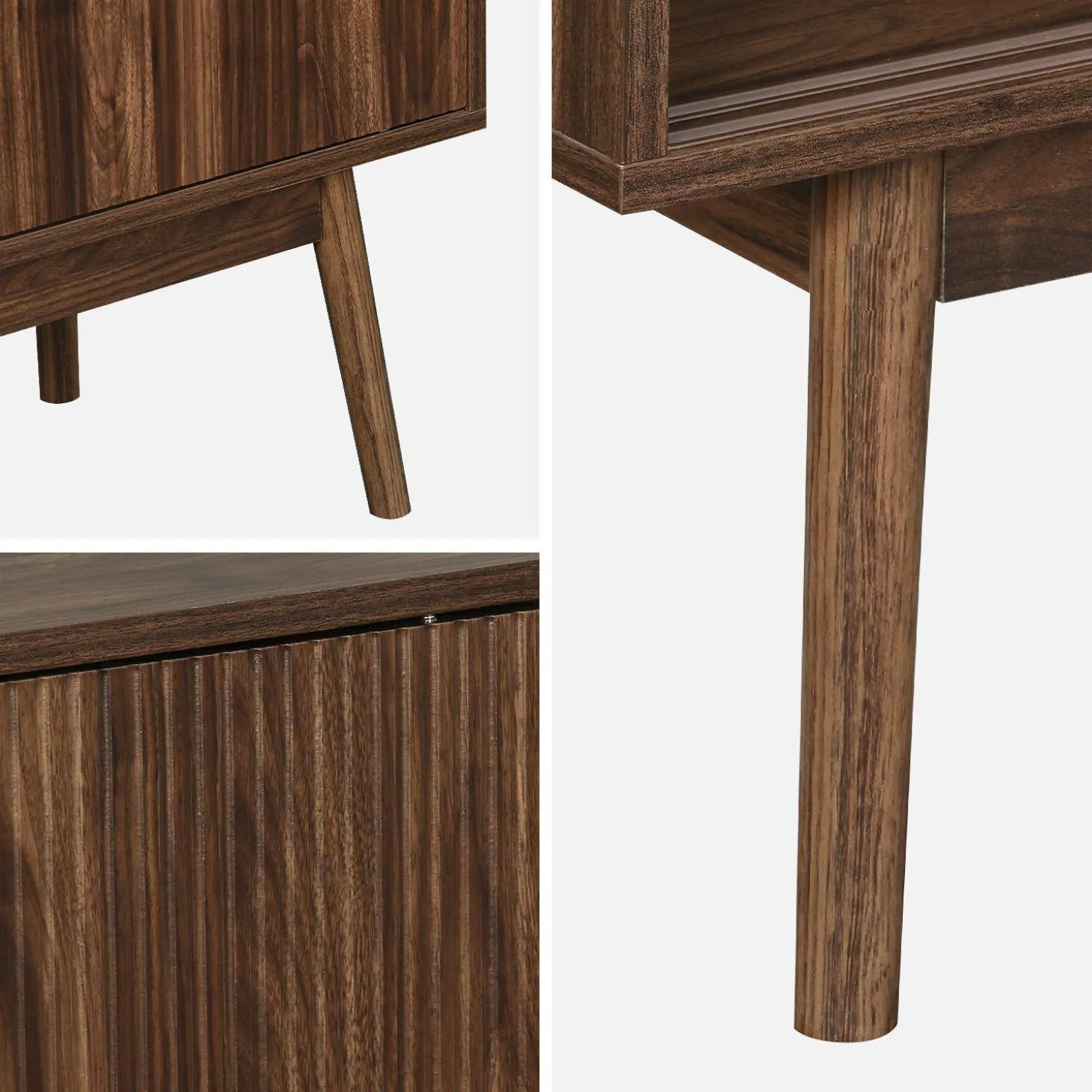 Dressoir 2 schuifdeuren houtdecor deels gegroefd 150cm