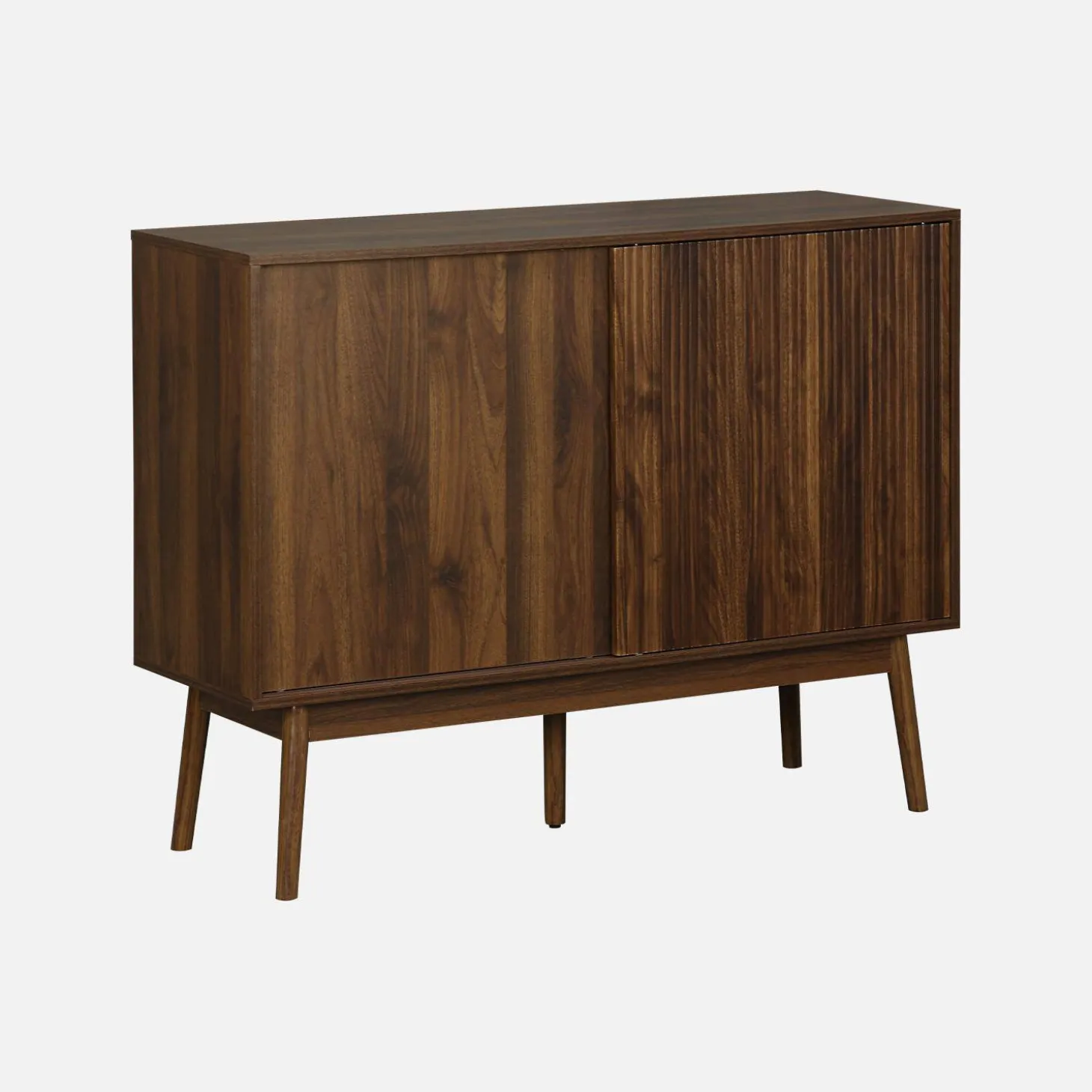Dressoir 2 schuifdeuren houtdecor deels gegroefd 115cm