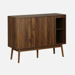 Dressoir 2 schuifdeuren houtdecor deels gegroefd 115cm