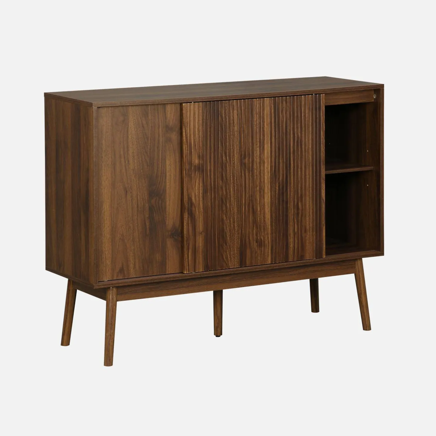 Dressoir 2 schuifdeuren houtdecor deels gegroefd 115cm