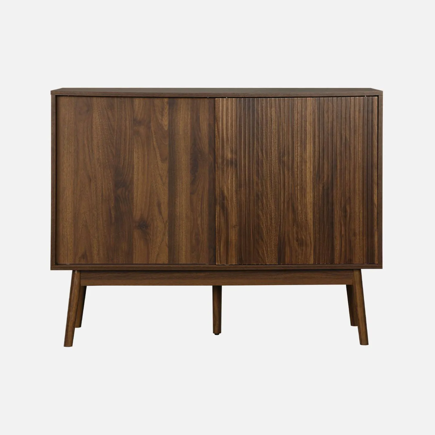 Dressoir 2 schuifdeuren houtdecor deels gegroefd 115cm