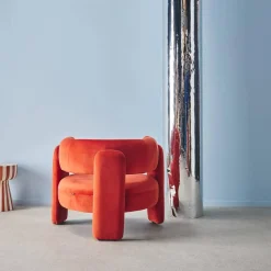 Driepoot fauteuil in fluweel