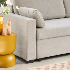 Driezits slaapbank in chenille stof