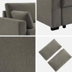 Driezits slaapbank in chenille stof