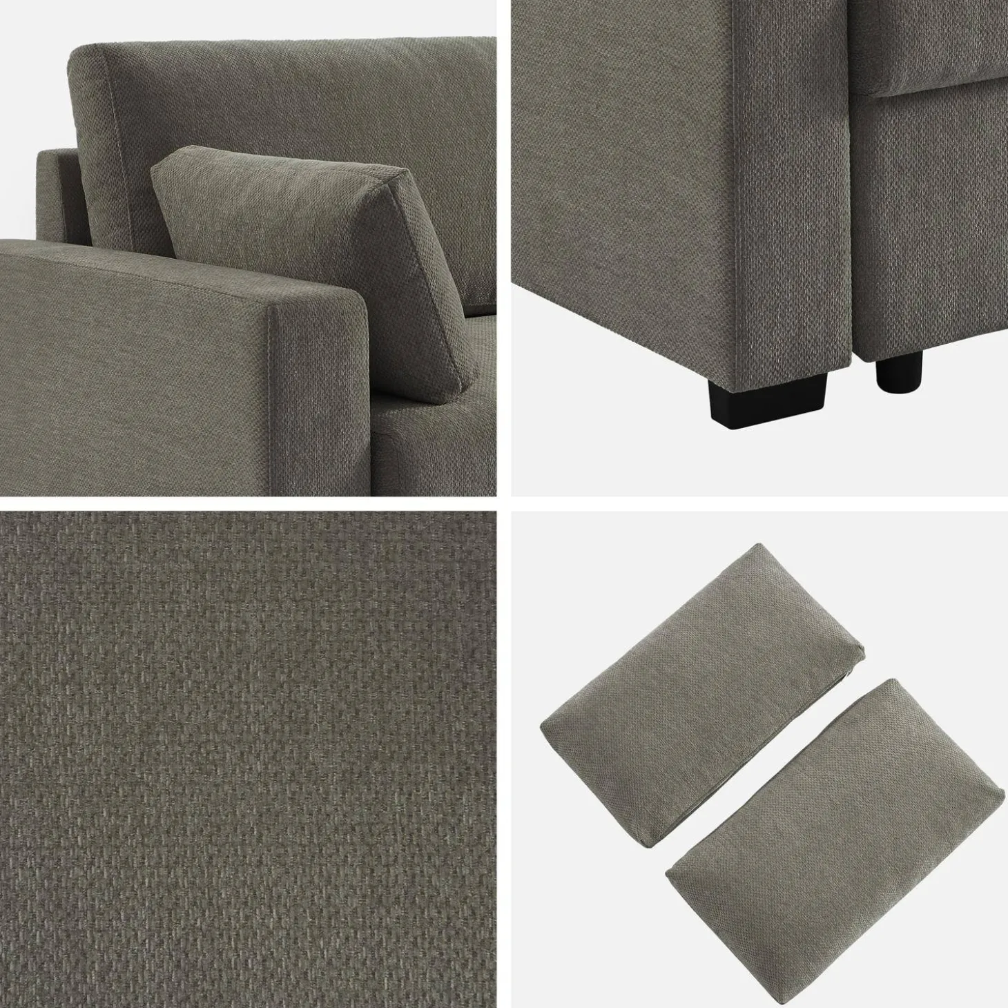 Driezits slaapbank in chenille stof